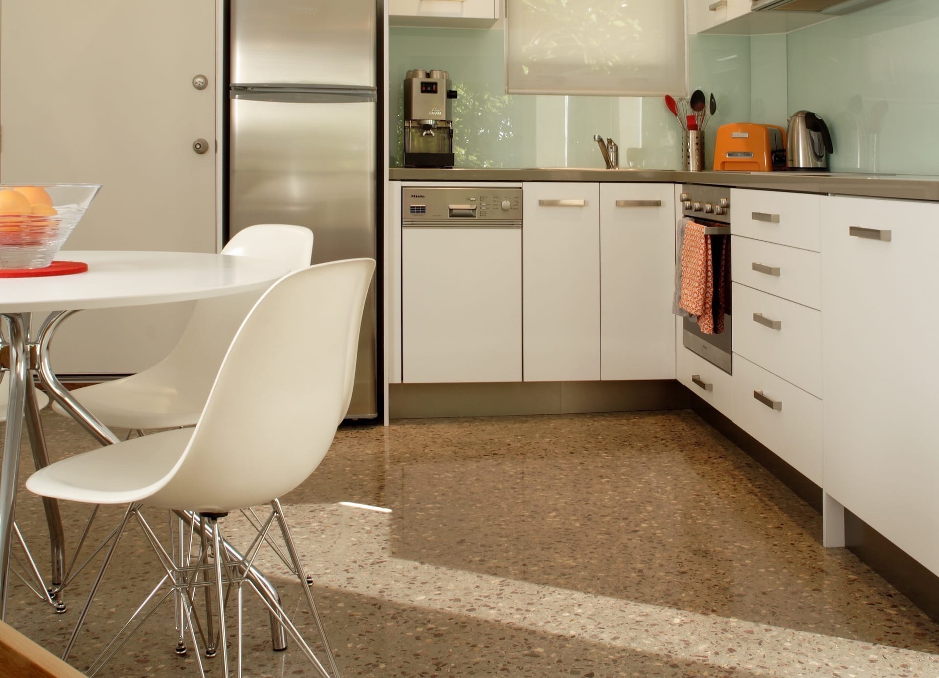 Concrete polishing for residential and commercial floors on the Sunshine Coast and Brisbane. - Honed & Polished Concrete work in progress